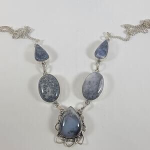 Unique Dendritic Agate Pendant Necklace Sterling Silver Handmade Artisan Jewelry